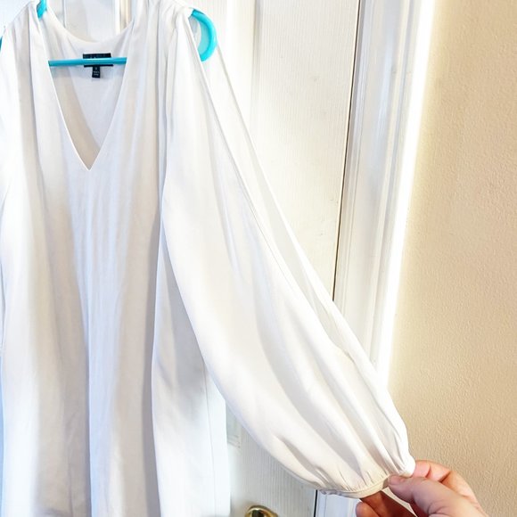 Lulus Small Shifting Dears Ivory White Long Sleeve Mini Dress - Picture 5 of 7